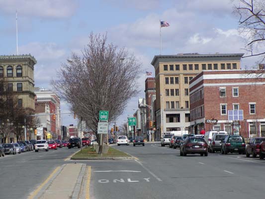 View north on South Street from in front of the old Colonial Theatre building